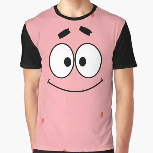 Patrick Star from Spongebob Squarepants cartoon character graphic t-shirt design