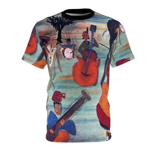 Unisex T-shirt featuring a tribute design to the album cover of The Band's 'Music From Big Pink'