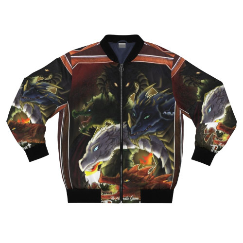 Tiamat, the Chromatic Queen, featured on a stylish bomber jacket with dragon artwork