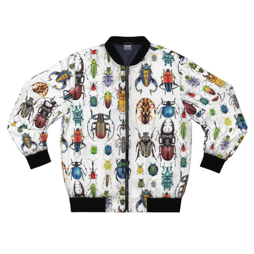 Watercolor beetle collection bomber jacket with nature-inspired design