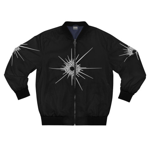 Outer Wilds Eye of the Universe white bomber jacket featuring the game's iconic imagery