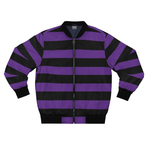 Black and purple wide horizontal stripes bomber jacket