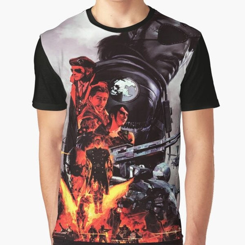 Metal Gear Solid V: The Phantom Pain t-shirt featuring Big Boss, Quiet, and other iconic elements from the game.