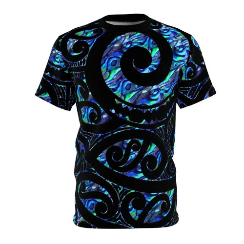 Maori-inspired paua tattoo koru design t-shirt
