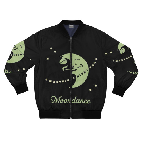 Moondance classic rock bomber jacket with typography and moon imagery