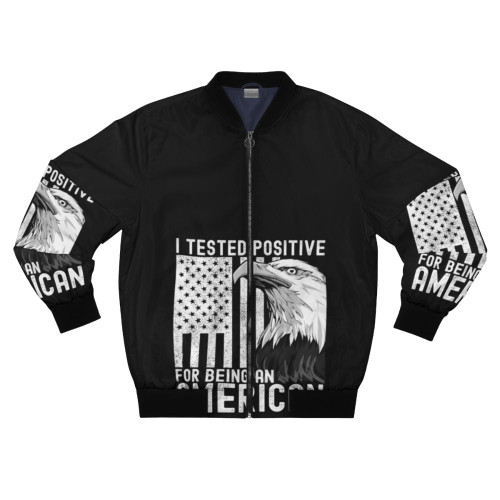 American Patriotic Bomber Jacket with Bald Eagle and Distressed Vintage Design