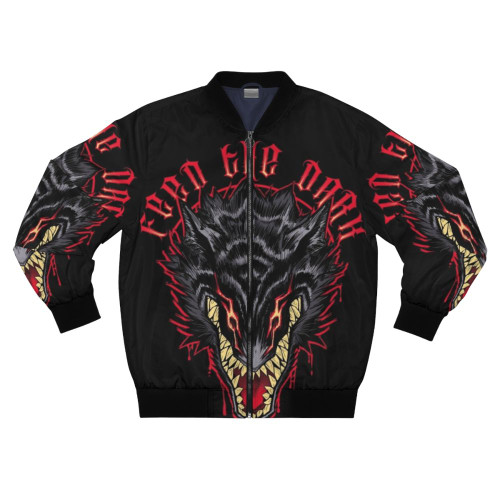 Dark bomber jacket with skull knight and beast of darkness design for Berserk fans