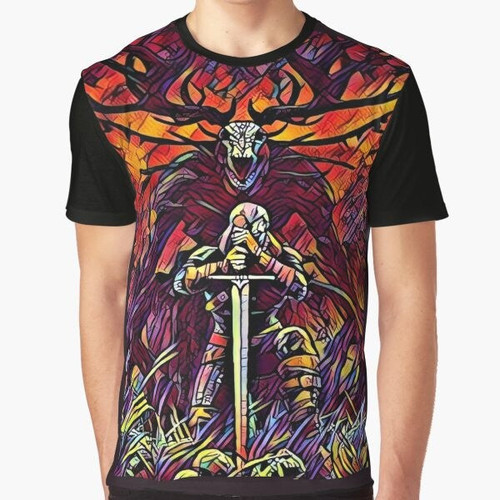 "Fierce and fearless Witcher graphic t-shirt with fantasy design"