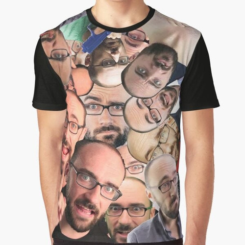 Vsauce Michael graphic t-shirt with a bold design and the popular YouTube personality's face
