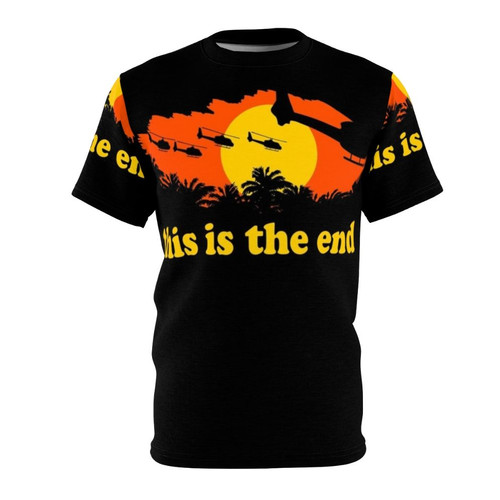 Apocalypse Now inspired This Is The End t-shirt design with helicopters, jungle, and movie references