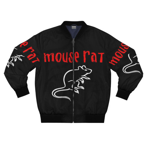 "Parks and Recreation Mouse Rat Bomber Jacket featuring Ron Swanson, Leslie Knope, and the band Mouse Rat"