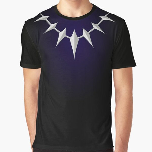 Black panther wearing a necklace, with the text "African King" on a graphic t-shirt