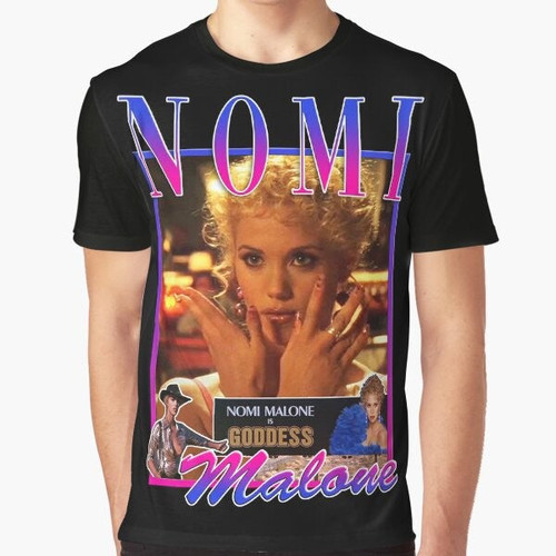 Nomi Malone from the 90s film Showgirls featured on a graphic t-shirt