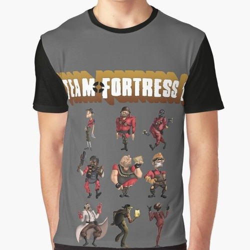 Team Fortress 2 (TF2) t-shirt featuring all characters and classes from the popular video game