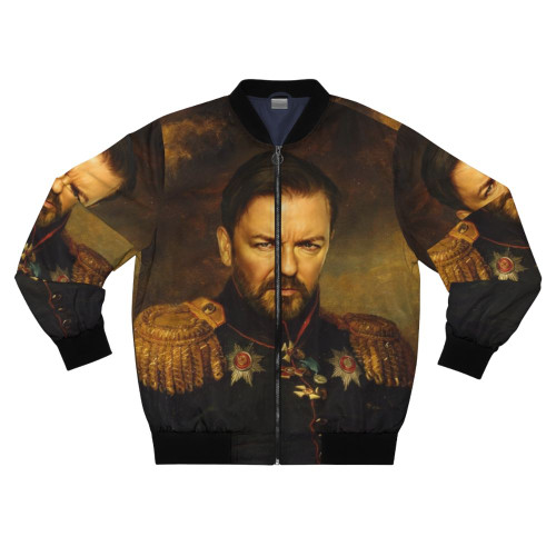 Ricky Gervais "Replaceface" Bomber Jacket - Unique custom design featuring a portrait of Ricky Gervais with a "replaceface" effect
