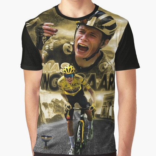 Jonas Vingegaard wearing the yellow jersey during the 2022 Tour de France cycling race.