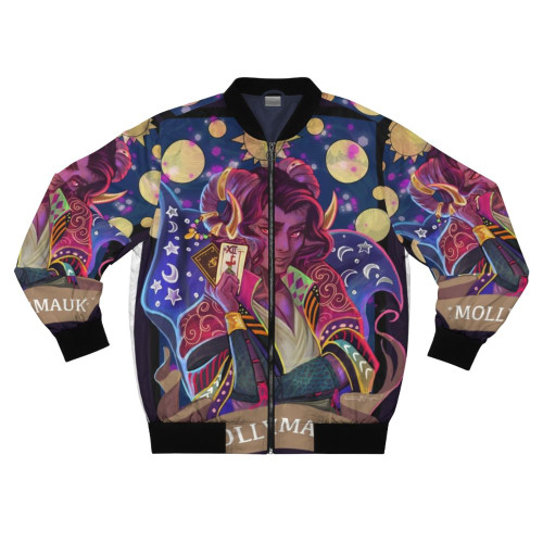 Mollymauk's Mighty Nein-inspired bomber jacket with vibrant floral designs