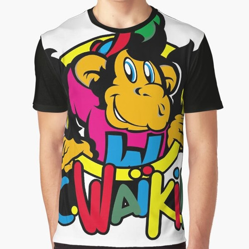 Vintage 80s graphic t-shirt featuring a retro Waikiki monkey design