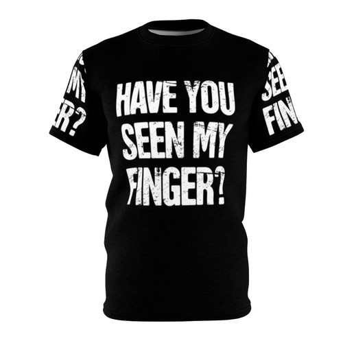 Graphic t-shirt featuring an amputated finger design for amputees and those with finger injuries