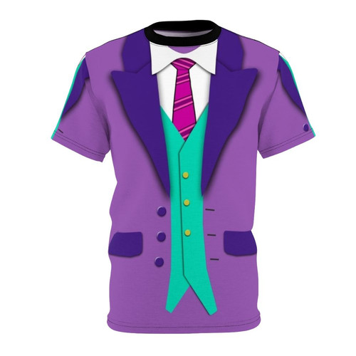 Colorful suit, tie and vest design printed on a t-shirt