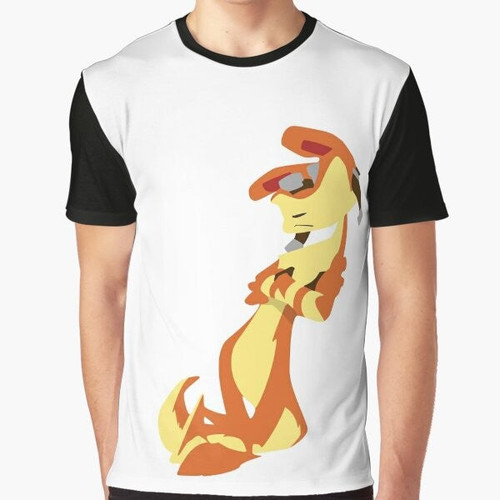 Minimalist t-shirt featuring the character Daxter from the Jak and Daxter video game series without eyes.