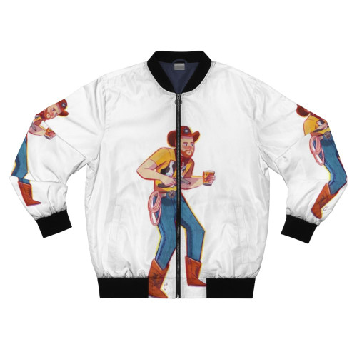 Cowdoy Aunty Donna Bomber Jacket - Cartoon Character Illustration