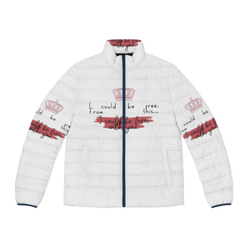 Doctor Who third doctor puffer jacket with Cybermen and sonic screwdriver graphics