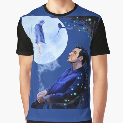 Claes Bang as "Man in the Moon" graphic design on a t-shirt