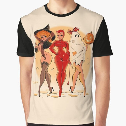 Spooky Halloween trio graphic design on a t-shirt