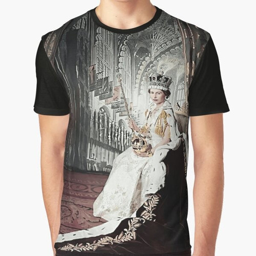 T-shirt with a graphic design honoring the memory of Queen Elizabeth II