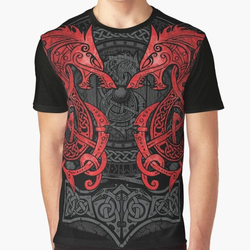 Fighting Fenrir Norse Mythology Graphic T-Shirt
