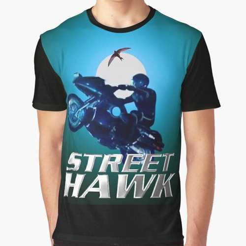 Clockwork Thunder TV Series Graphic T-Shirt with mechanical thunder, street hawk, and motorbike design