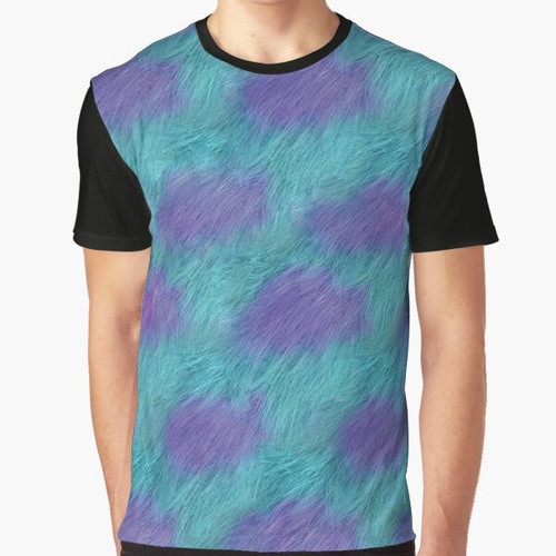 Sully, the furry blue monster from Pixar's Monsters Inc, featured on a graphic t-shirt design