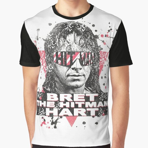 Bret "The Hitman" Hart Tribute Graphic T-Shirt featuring a vintage wrestling design