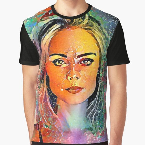 Laura Vandervoort portrait in pop art style graphic t-shirt