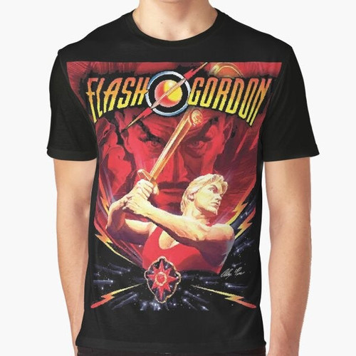 A vintage-inspired graphic t-shirt featuring the classic science fiction character Flash Gordon.