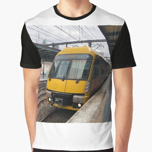 Graphic t-shirt featuring the Sydney Trains A Set Waratah at Central Station