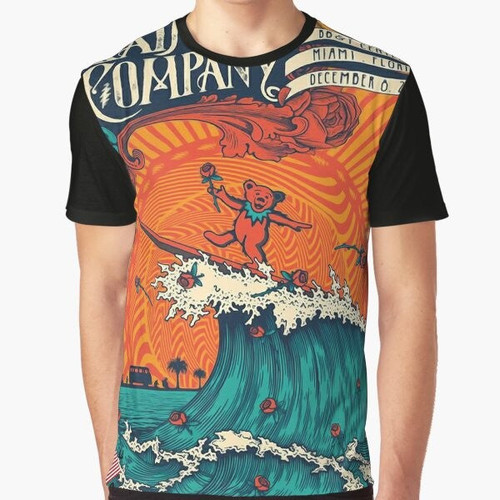 Grateful Dead Bear Surfing Classic Rock Graphic T-Shirt