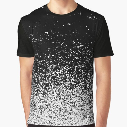 Infinity abstract t-shirt design featuring a starry night sky, sparks, and space elements