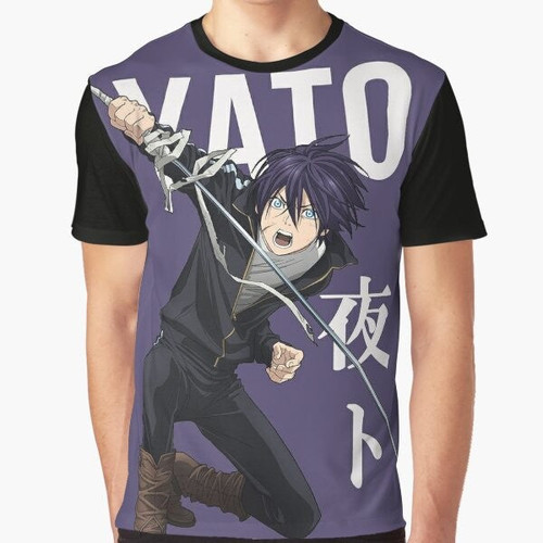 Noragami anime t-shirt featuring characters Yato, Yukine, and Hiyori