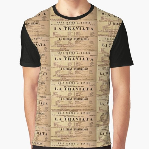Vintage La Traviata Opera Graphic T-Shirt featuring the 1853 world premiere poster design