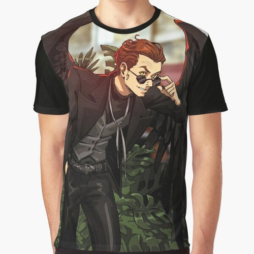 Crow sprite fantasy graphic design on a t-shirt