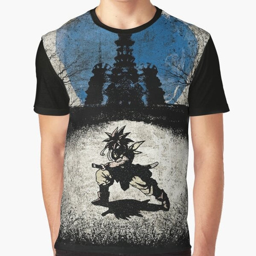Chrono Trigger minimalist t-shirt design featuring the silent protagonist character from the classic JRPG video game.