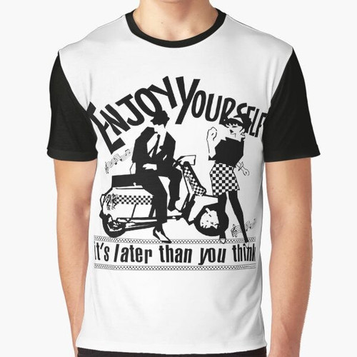 Ska graphic t-shirt with the text "Enjoy Yourself" for fans of ska, 2 tone, and rocksteady music.