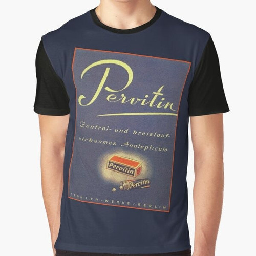 Vintage Pervitin Graphic T-Shirt with German Medication History Design