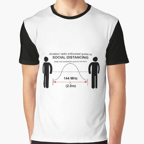 Amateur radio social distancing graphic t-shirt with Covid-19 coronavirus design