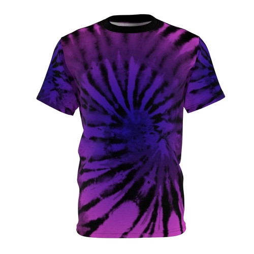 Vibrant fuchsia and purple tie dye pattern on a high-quality t-shirt