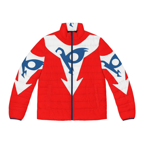 A stylish puffer jacket featuring the character Hurricane Polimar from anime and manga.