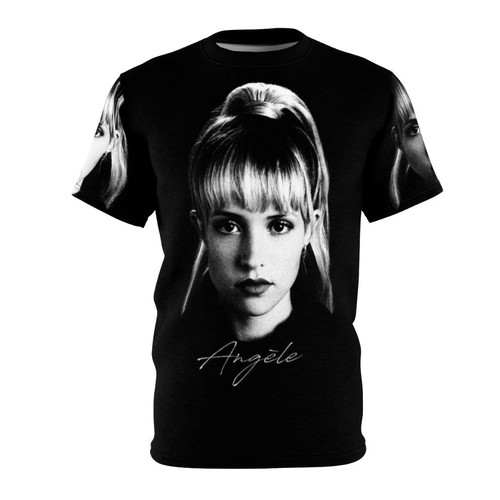 French pop singer Angèle portrait printed on a high-quality t-shirt