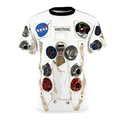 Commemorative t-shirt featuring Neil Armstrong's iconic NASA spacesuit from the Apollo moon landing mission